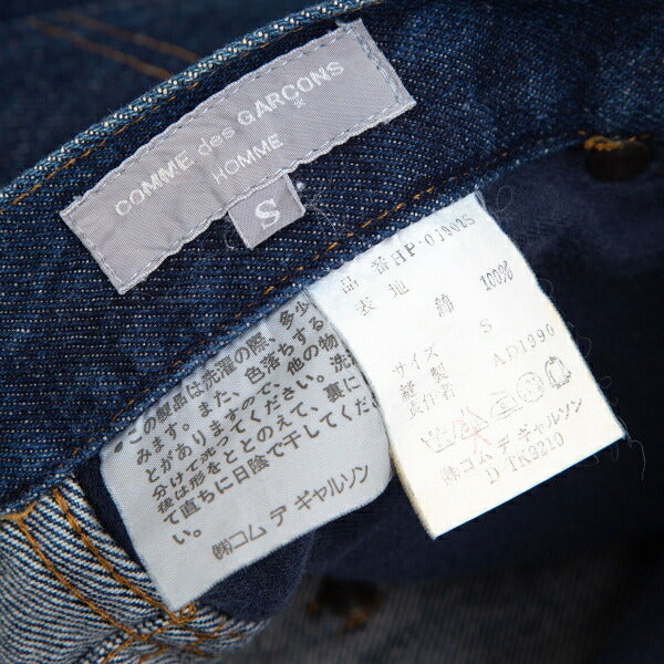 COMME des GARCONS HOMME Logo Leather Jeans Indigo Size S