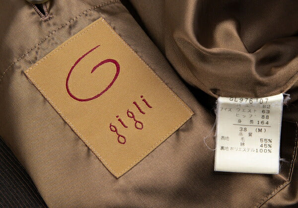 gigli Wool Cotton Pinstripe Jacket Brown Size 38