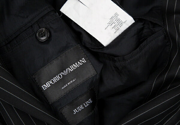 EMPORIO ARMANI JUDE LINE Black Chalk Wool Jacket Size 50