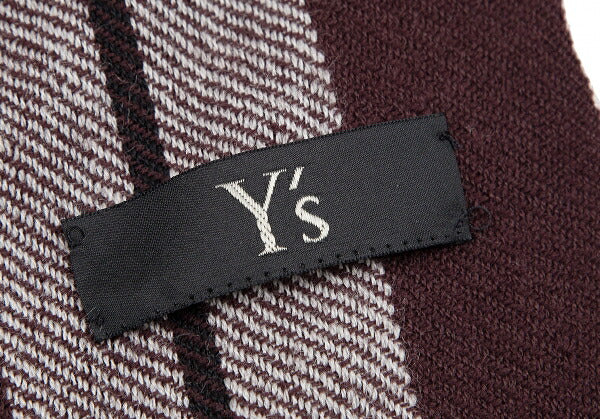 Y's Striped Fringe Layered Black Maroon Muffler