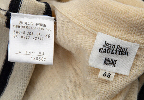 Jean Paul GAULTIER HOMME Marine Border Half-Zip Knit Size 48