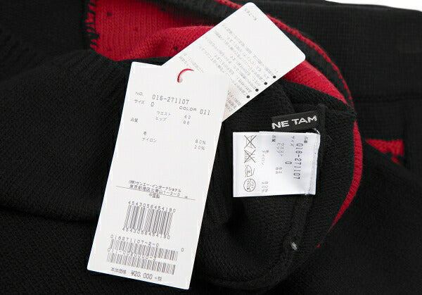 VIVIENNE TAM Front Bias Knit Black Red Skirt