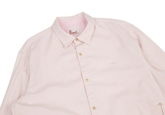Papas Stretch Cotton Linen Pocket Shirt Pink Size 52LL