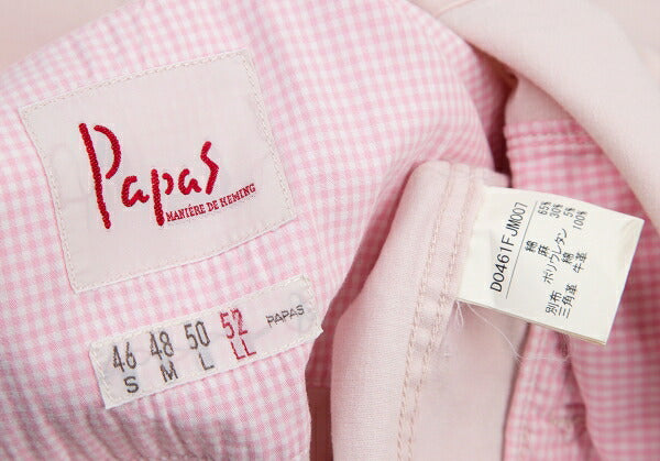 Papas Stretch Cotton Linen Pocket Shirt Pink Size 52LL