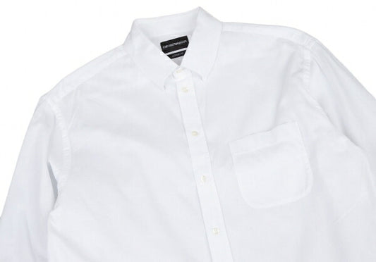 EMPORIO ARMANI Cotton Dobby Button-Down Shirt White Size 42