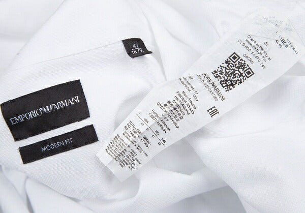 EMPORIO ARMANI Cotton Dobby Button-Down Shirt White Size 42