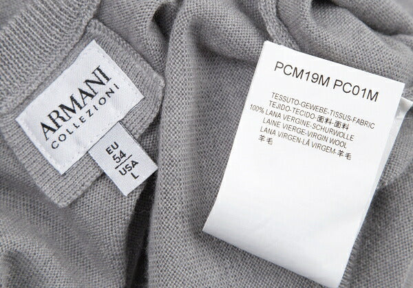 ARMANI COLLEZIONI Wool V-Neck Sweater Gray Size L