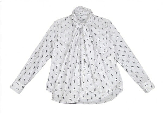 COMME des GARCONS Print Scarf Neck Shirt White Size M
