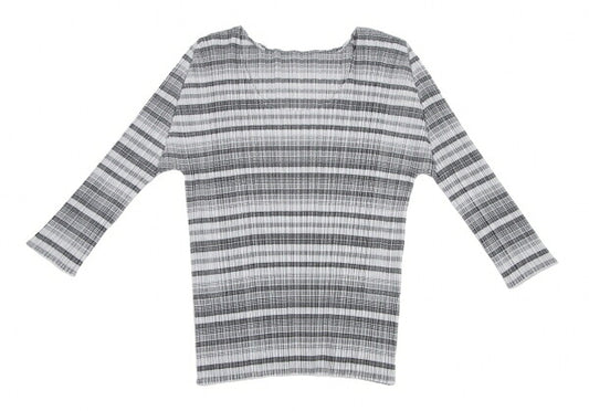 PLEATS PLEASE Multi-Stripe Pleated Top Gray Poly Size 3