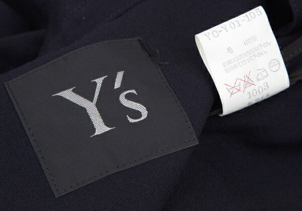 Y's Wool Drawstring Buttonless Jacket Navy Size L