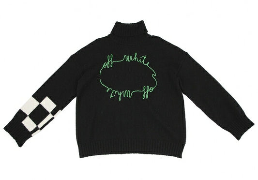 Off-White 20AW Logo Embroidered Sweater Black Size 38
