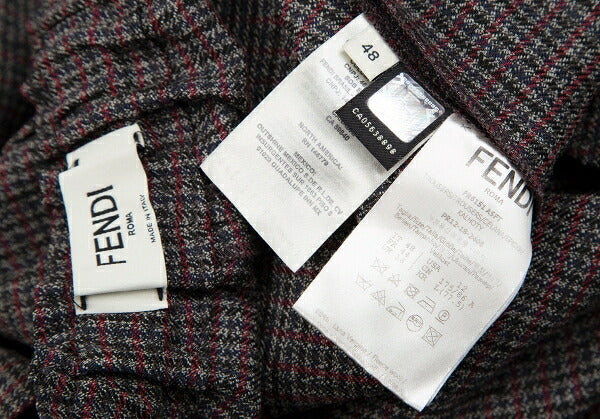 FENDI 18AW Zucca Houndstooth Tapered Pants Red Size 48