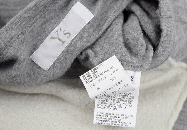 Y's 22AW Wool Compressed Flare Top Gray Cream Size 2