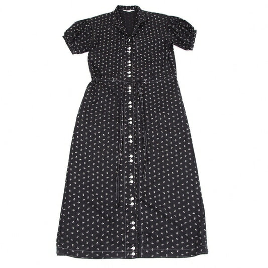 PINK HOUSE Small Floral Print Gathered Dress Black Size M