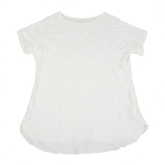 Y's 21AW Bias Weave Short Sleeve Tunic White Blouse Size 2