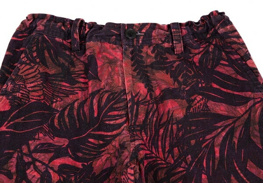 Y's Botanical Print Cotton Linen Pants Red Size 2