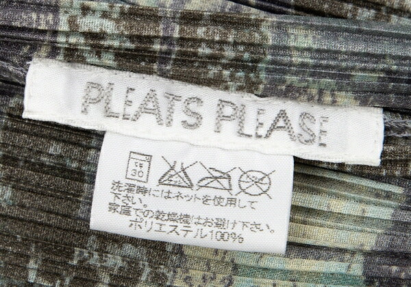 PLEATS PLEASE Faded Check Print Cardigan Gray Size 3