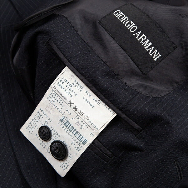 GIORGIO ARMANI Wool Silk Stripe Jacket Navy Size 50