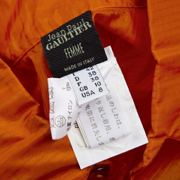 Jean Paul GAULTIER FEMME Ripstop Nylon Up Orange Shirt Size 42