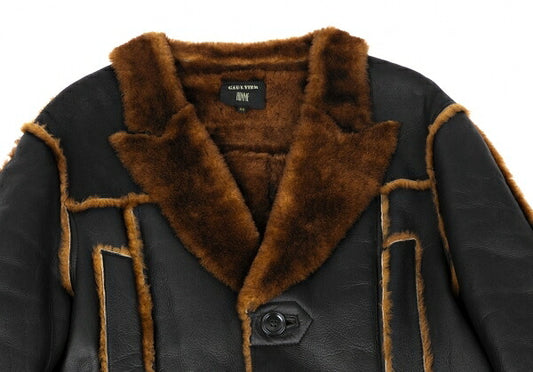 Jean Paul GAULTIER HOMME Real Shearling Black Brown Coat Size 48