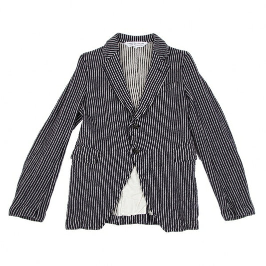 COMME des GARCONS Wool Stripe Cutaway Navy White Jacket Size SS