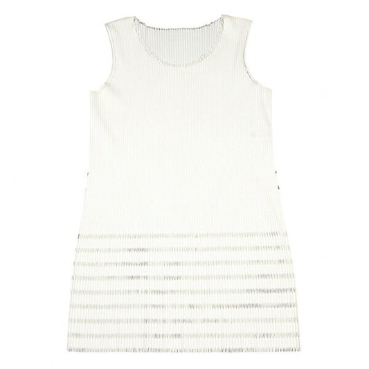 PLEATS PLEASE A-POC INSIDE Sheer Rib Dress White Size 3