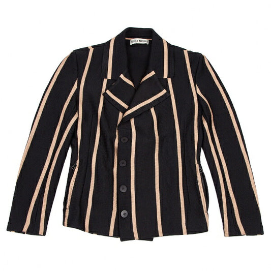 ISSEY MIYAKE 96AW Poly Stretch Stripe Jacket Black Size M