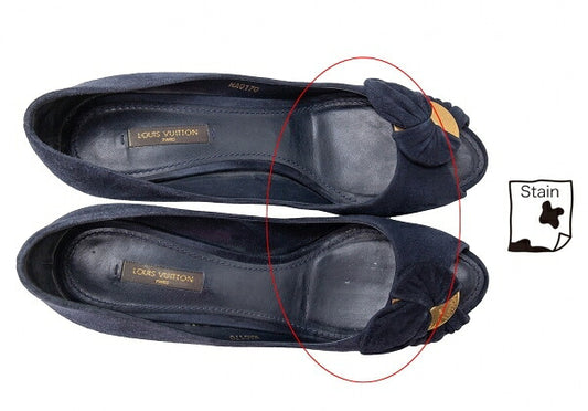 Louis Vuitton Ribbon Logo Pumps Navy Size 38.5 (24.5cm)