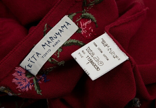 KEITA MARUYAMA Floral Embroidered Knit Cardigan Red Size 1