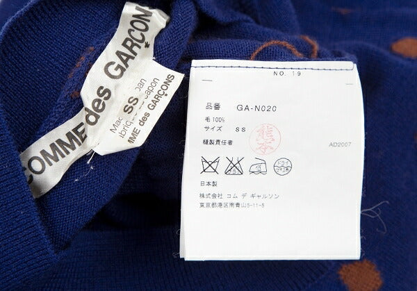 COMME des GARCONS Dot Jacquard Square Sweater Blue Size SS