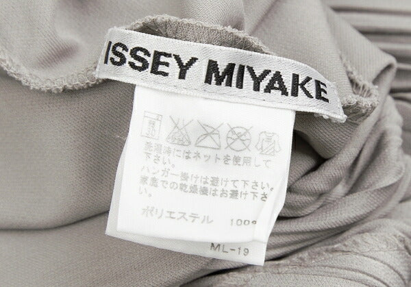 ISSEY MIYAKE Diagonal Pleat V-Neck Tunic Greige Blouse Size 2