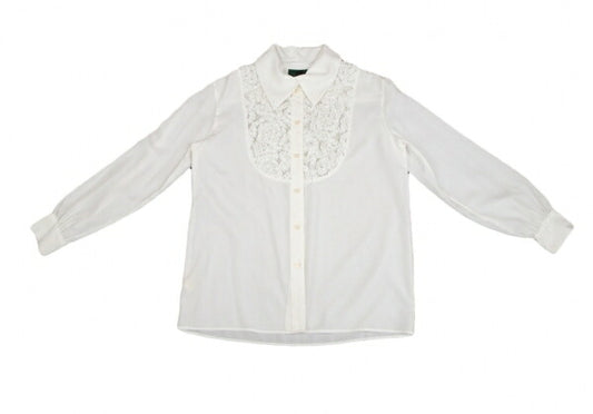 JUNIOR GAULTIER Mesh Frill Embellished Shirt White Size 40