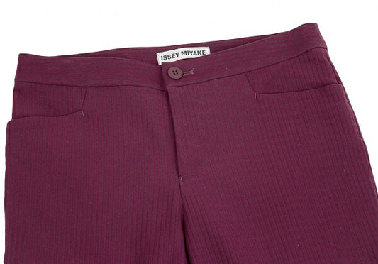 ISSEY MIYAKE Stretch Rib Stripe Zip Hem Pants Wine Size 1