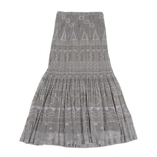 PLEATS PLEASE Lace Mesh Crushed Pleat Skirt Gray Size 4