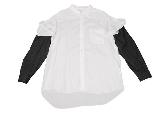 COMME des GARCONS Deformed Shoulder Sleeve White Gray Shirt Size M