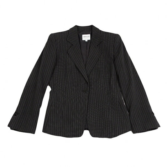 ARMANI COLLEZIONI Pinstripe 1 Button Jacket Black Size 38