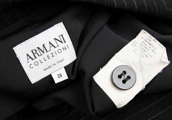 ARMANI COLLEZIONI Pinstripe 1 Button Jacket Black Size 38