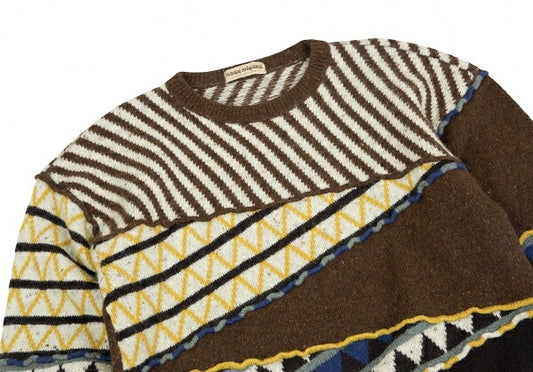 ISSEY MIYAKE MEN Pattern Knit Sweater Brown Size M