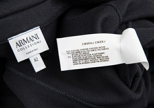 ARMANI COLLEZIONI Piping Herringbone Jacket Navy Size 42