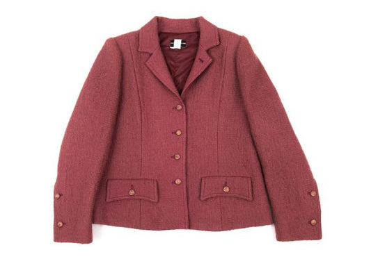 CHANEL CREATIONS Wool Tweed Lion Button Jacket Pink Size 10