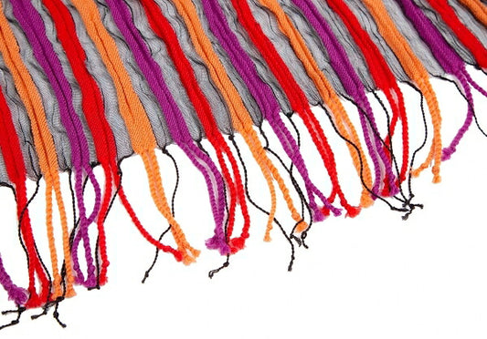 ISSEY MIYAKE MEN Sheer Stripe Fringe Scarf Black Multi
