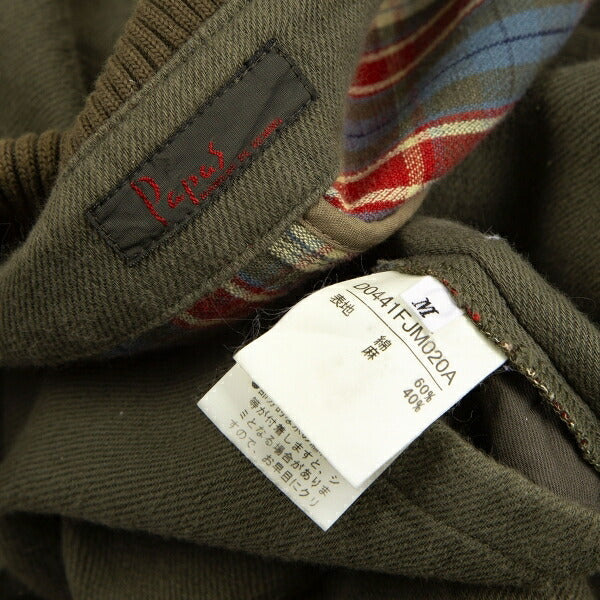 Papas Cotton Linen Check Lined Jacket Green Size M