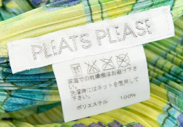 PLEATS PLEASE Floral Print Pleated T-Shirt Yellow Size 3