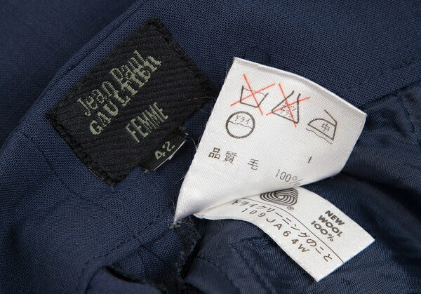 Jean Paul GAULTIER FEMME Wool Double Back Pants Blue Size 42