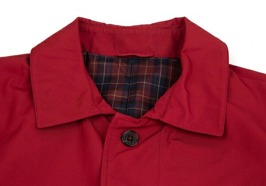 Papas Lining Check Fly Front Short Coat Red Size M