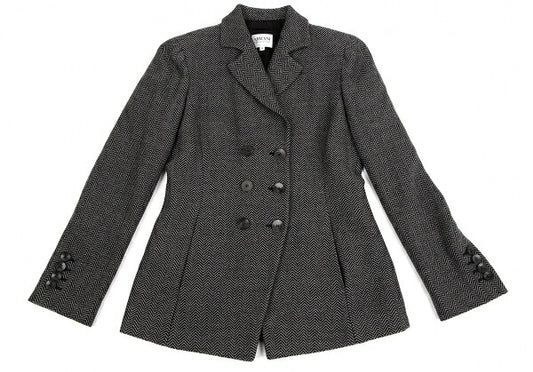 ARMANI COLLEZIONI Herringbone Wool Jacket Gray Size 38
