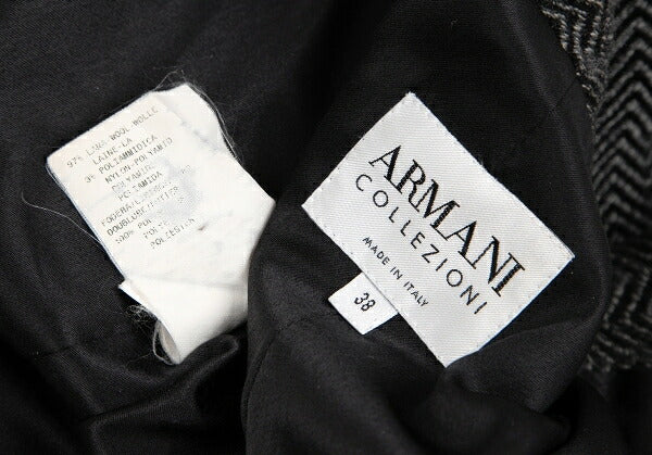 ARMANI COLLEZIONI Herringbone Wool Jacket Gray Size 38