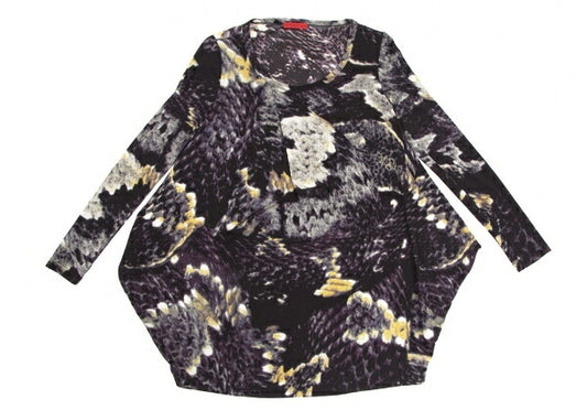 VIVIENNE TAM Graphic Print Mesh Tunic Purple Yellow Blouse Size 0