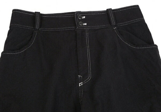 Y's White Stitch Wool Tapered Pants Black Size 2