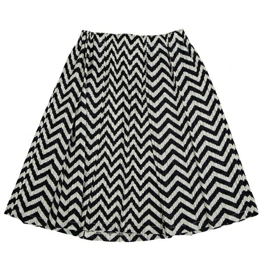 PLEATS PLEASE Zigzag Border Pleated Skirt Ivory Black Size 3